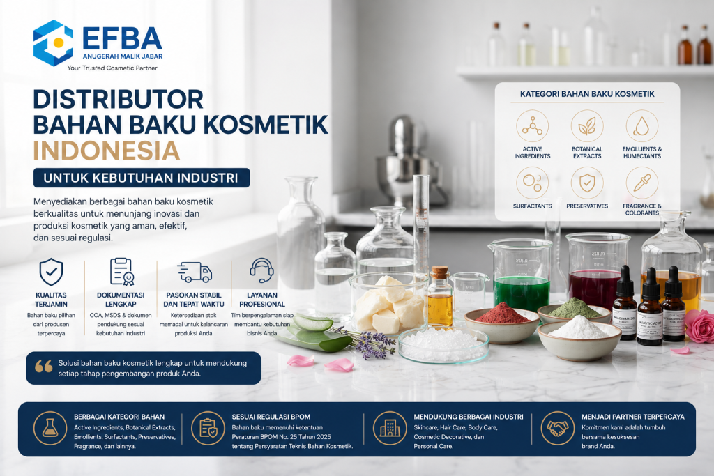 Distributor bahan baku kosmetik Indonesia untuk kebutuhan industri
